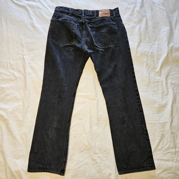 Vintage Levis 501 Jeans Mens 38x34 Black Button Fly Y2k Denim Single Stitch - Picture 3 of 10